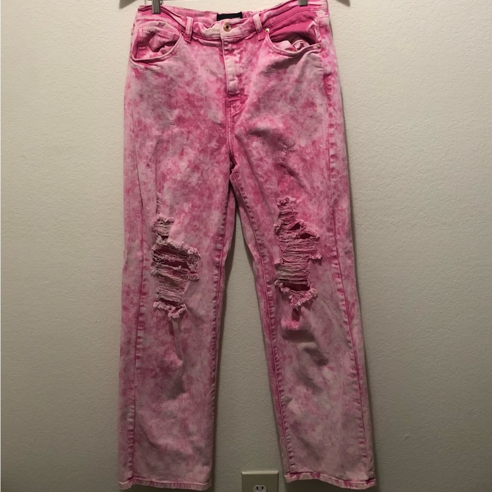 Fashion Nova Women’s Sugar Free Ripped Jeans Size 13 Pink